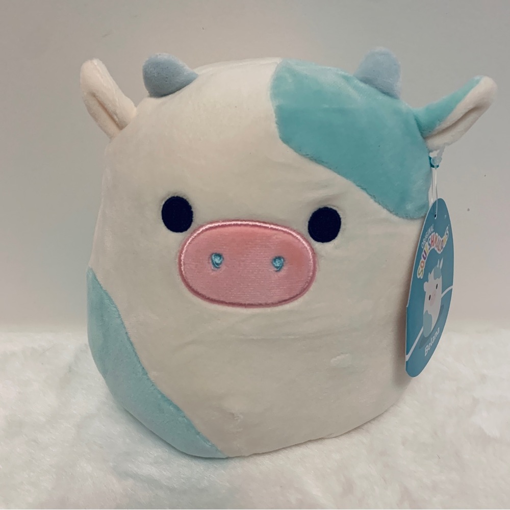 Squishmallow Belana Cow 🐮, Farm Animal, Teal Blue White, Imported 🇺🇸, 7” New